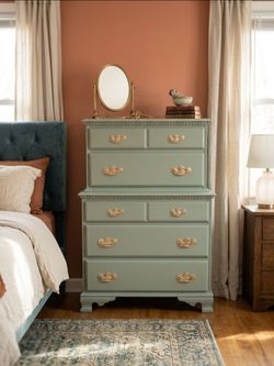 Sage Green Tall Dresser with Gold Hardware. Close to 52nd Street and Thomas Rd.