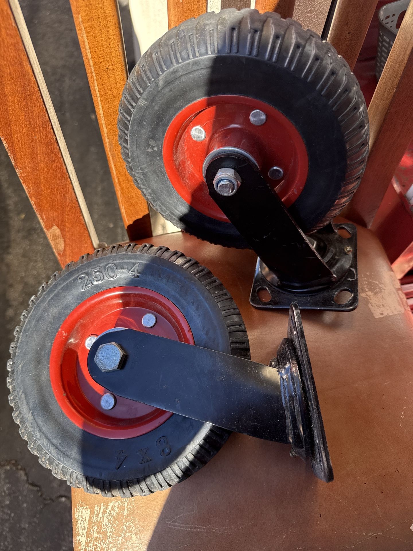 Heavy Duty 8” Swivel Caster Wheels (Pair) – Great Condition