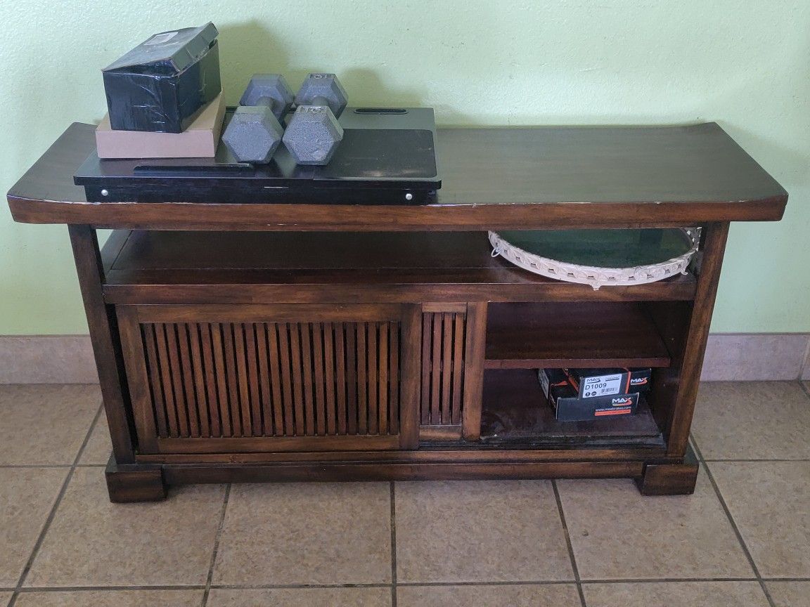 Pier 1 Imports Wood TV Stand With Sliding Doors $60
