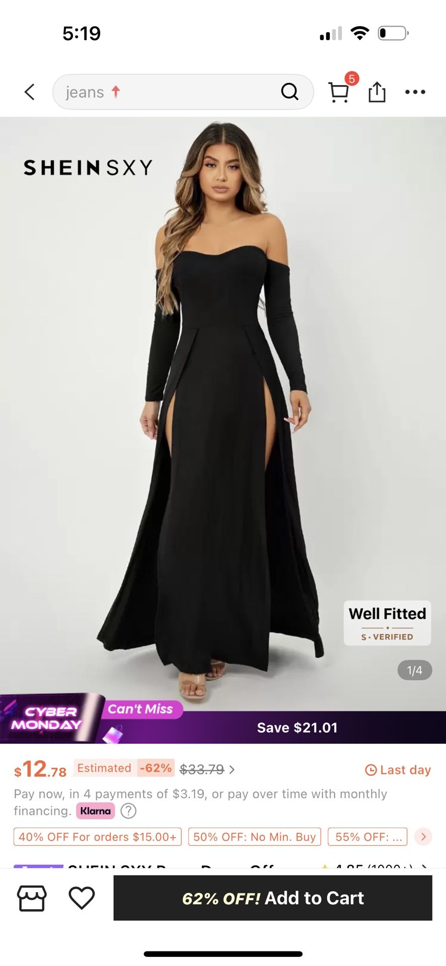 Shein OffShould High Split Dress