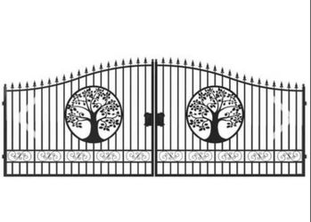 Greatbear Dual Swing Wrought Iron Gate for Driveway  14’ by 7’