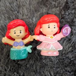 2 Fisher Price Little People Princess Ariel & Princess Ariel Mermaid