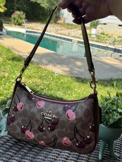 Dark brown cherry coach bag