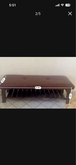 Tufted Upholstered Bench with Shoe Rack