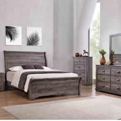 4- Pc Bedroom set Dresser,Mirror  Nightstand (1) Queen size bed frame  Not including Mattress and Box Sp