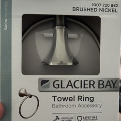 New In Box Satin Nickel Towel Ring 