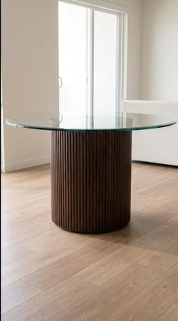 Premium 48” Round Table with Thick Beveled Glass Top