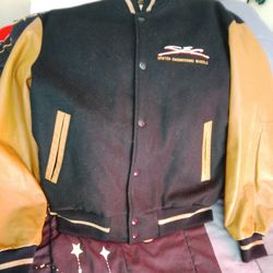 SEC WHEELS Leather Sleeve VARSITY JACKET BUTTON UP