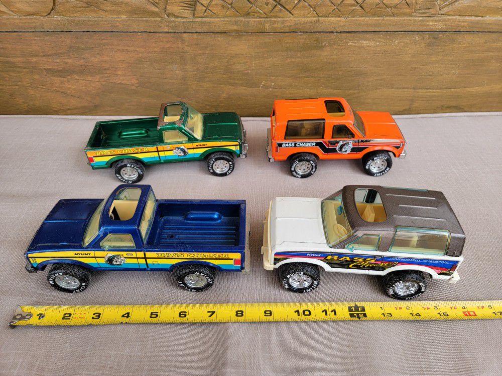NYLANT VINTAGE BASS CHASERS METAL TOY TRUCK LOT