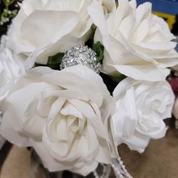 White Rose Bridal Bouquet Artificial Flowers