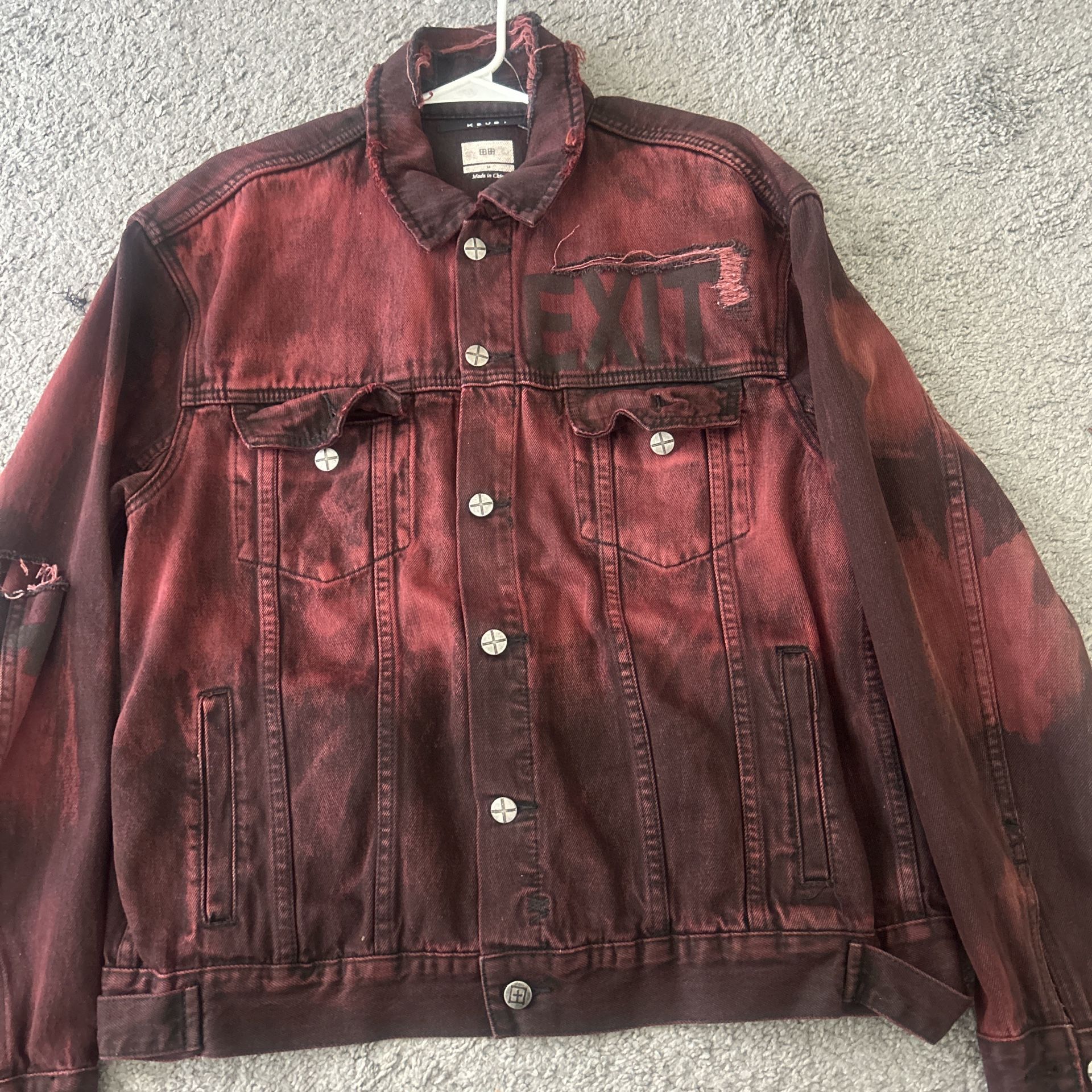 Ksubi Burgundy and Black Denim Oh G Super Nature Jacket