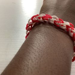 Red & White Braided Bracelet 