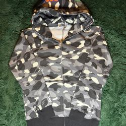 Black, Gray and White Bape ZipUp Hoodie