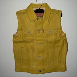 Levi's Yellow Denim Button Up Vest Size Medium 10-12 years