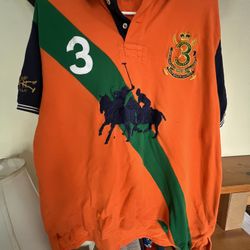 Polo Ralph Lauren Men's XL Orange Bleecker Polo Shirt Embroidered Crest Rugby