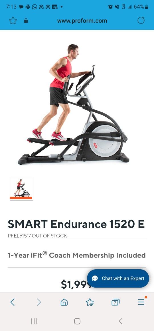 Proform endurance 1520 e elliptical sale