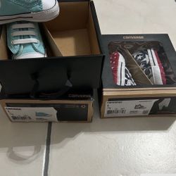 2 Pairs Of Brand new Converse Size 1 Soft Bottom Baby Shoes
