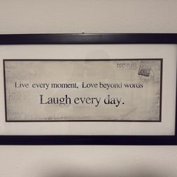 Framed Inspirational Wall Art – “Live Every Moment, Laugh Every Day”
