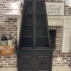 Refinished Vintage Boho Triangle Etagere Cabinet / Bookshelf / Display Cabinet / Bookcase / Tall Accent Piece