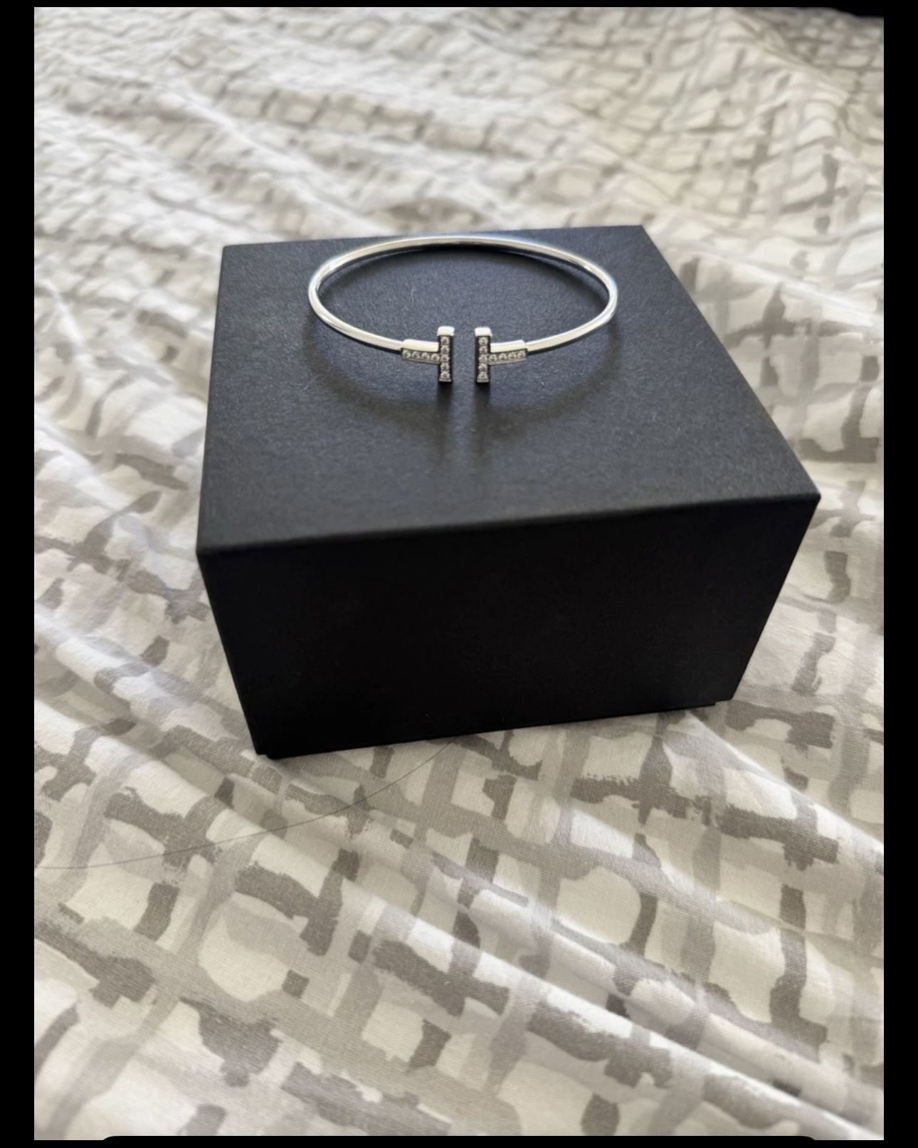 Tiffany & Co. 18K White Gold T Wire Diamond Bracelet