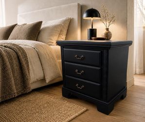 Refinished Black 2-Drawer Nightstand