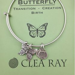Clea Ray Butterfly Silver Bangle