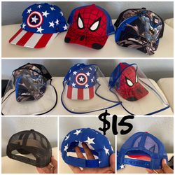 Hats for boys with plastic shield