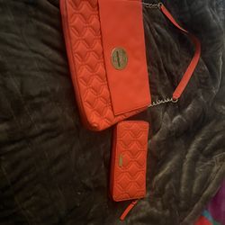 New Kate Spade Quilted Hand Bag And Matching Wallet 