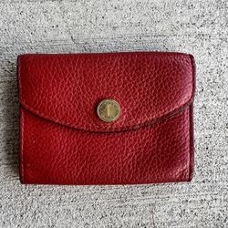 Michael Kors Red Pebbled Leather Wallet Card Holder – Small Compact Snap Closure