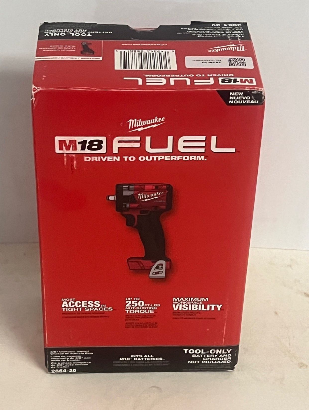 Milwaukee M18 FUEL 2854-20 3/8-Inch Brushless Cordless Impact Wrench – 2,000 In-lbs Torque – Bare Tool