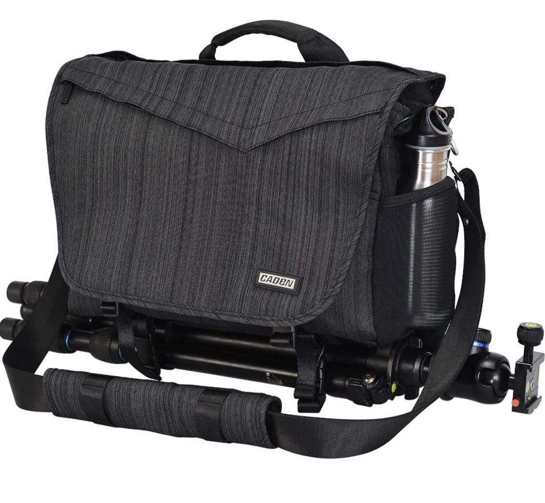 CADeN Camera Bag Case Shoulder Messenger Photography Bag with Laptop Compartment 14", Tripod Holder, Compatible for Nikon, Canon, Sony, DSLR SLR Mirro