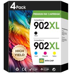902 902XL Ink Cartridge Combo Pack Remanufactured for HP 902 902XL 4 Pack