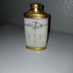 Antique Victorian Handpainted Floral Porcelain Talcum Powder Bottle 