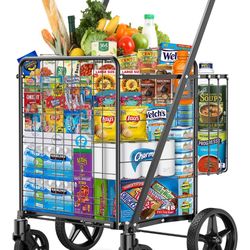 450lbs Capacity Shopping Cart,Upgrade Huge Grocery Cart On Wheels