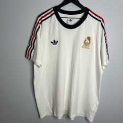 Adidas Originals Mexico National Team 3 Stripes T Shirt Mens XXL White