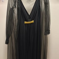 Black Sheer Gown with Gold Accent