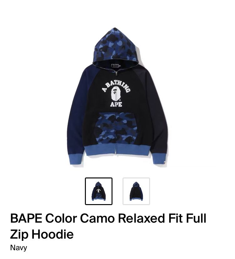 BAPE Color Camo Relaxed Fit Full Zip Hoodie Navy