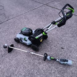 EGO 56volt Self Propelled Lawnmower & Line Trimmer Almost New Condition. 5 & Two 2.5ah  Two Chargers. Pick Up Fremont. No Low Ball Offers. No Trades 