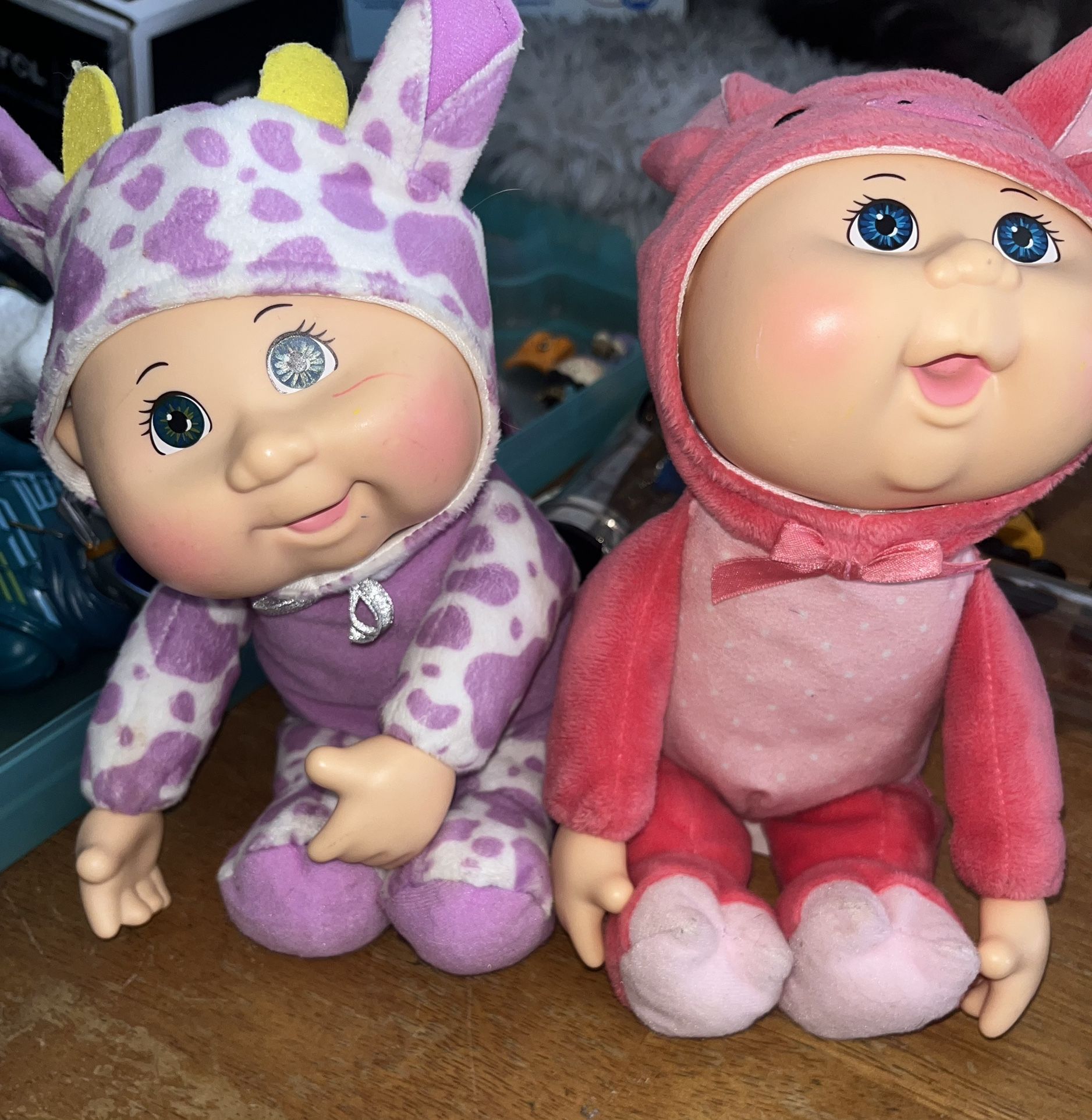 Lot of 2 Cabbage Patch Kids Dolls Farm Friends Animal Outfits Giraffe and Pig