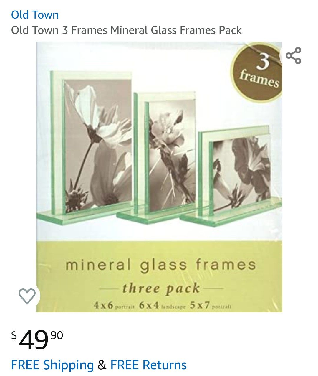 Old town 3 frames mineral glass frame