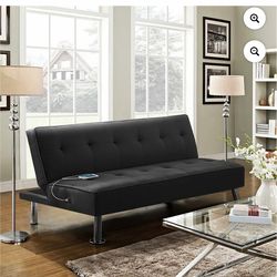 Convertible futon with usb charging ports