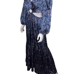 Almia Blue & Pink Floral Maxi Dress NWT P2P 15”