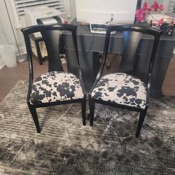 2 Wooden Accent Cow Print Chairs In Good Condition. Sold As A Set! $125.00 OBO