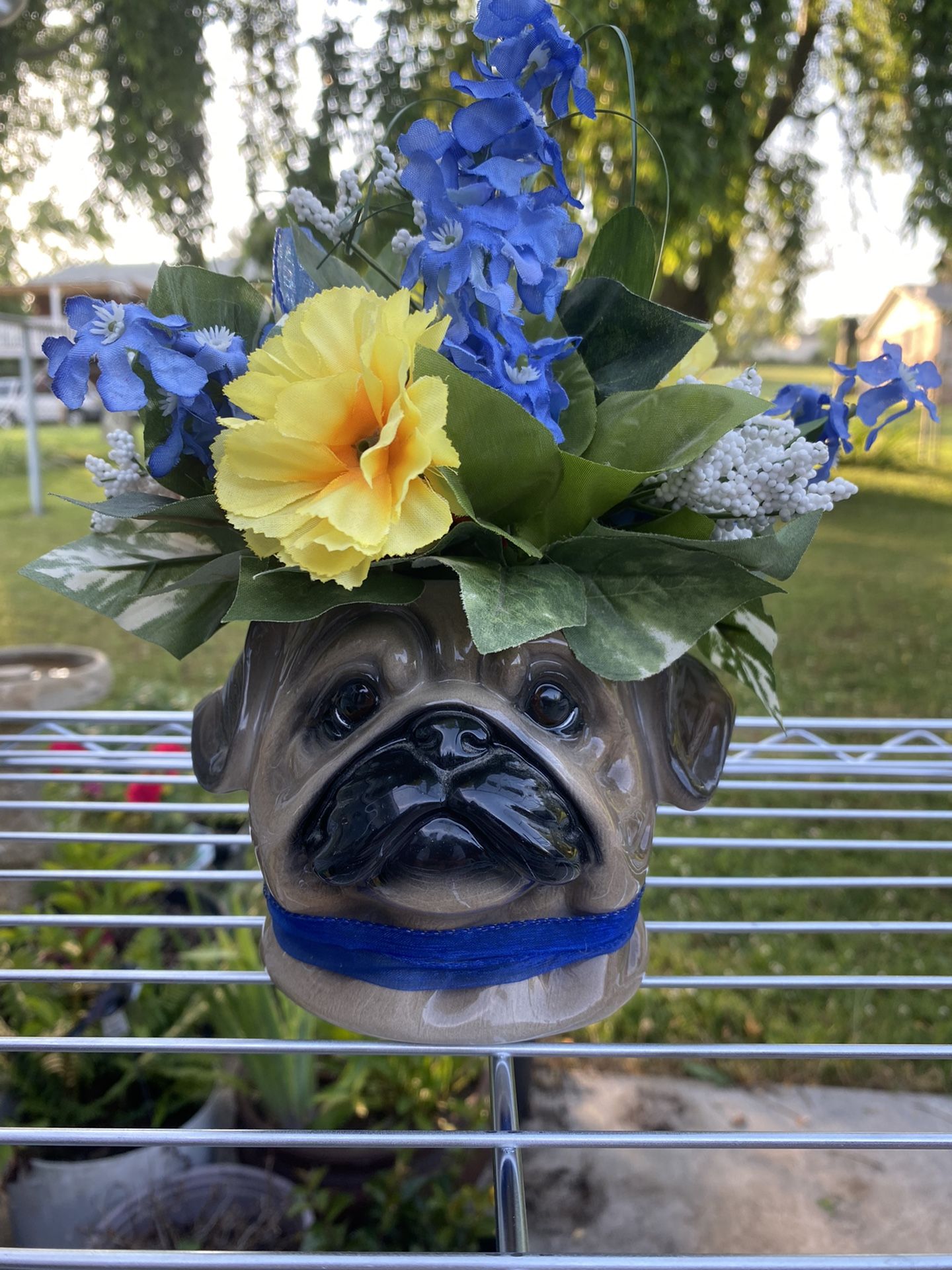 Dog - Pug Mug Flower Arrangement 