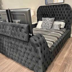 😴 NUEVA!! Cama Con Chimenea LED y Lift De Televisión EN CAJA 📦