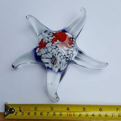 Murano Glass Starfish Paperweight Figurine Crab Seashell Vintage