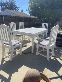 Heavy Duty Farmhouse Dining Table + 6 Chairs – $250 OBO