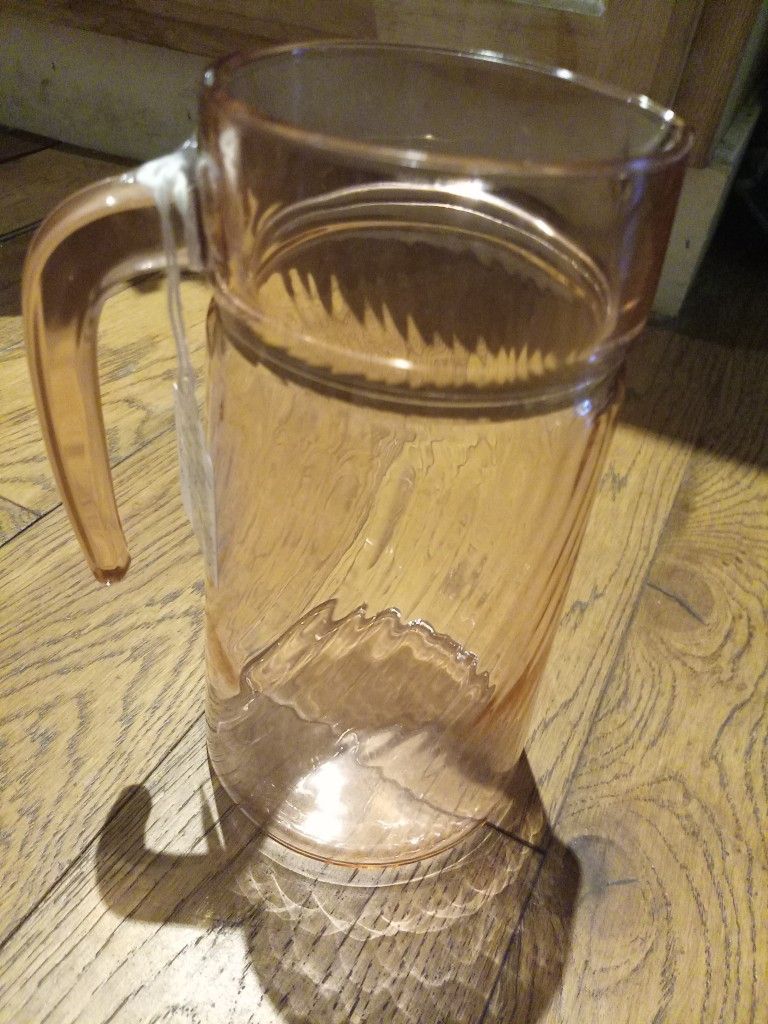 Pink Clear Glass Pitcher