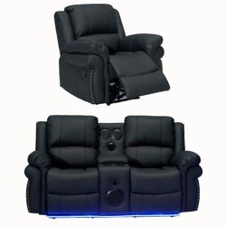 Recliner Loveseat + Chair ⚜️ Sofá Reclinable + Silla 🚚Delivery Available 💨