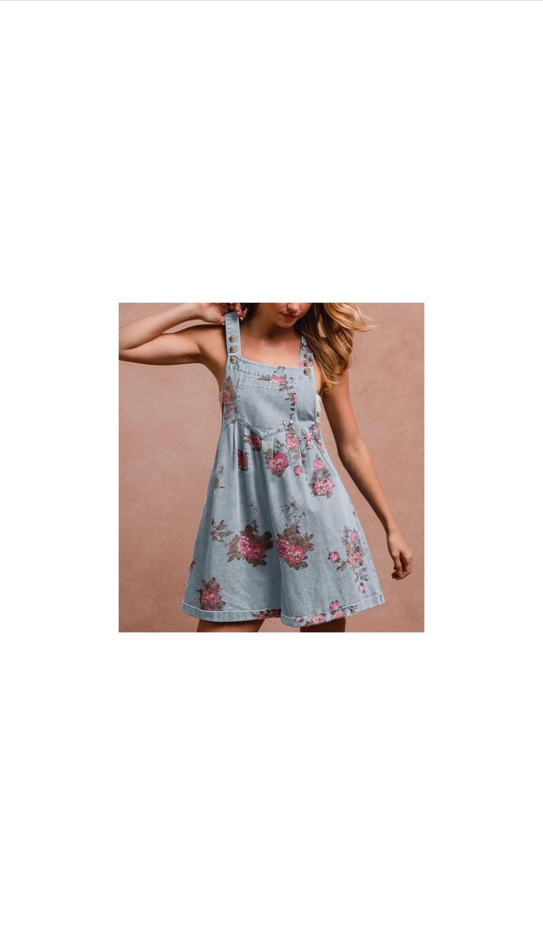 Light Blue Straps Ruffle Short Denim Romper Floral Jean Overall Dress Cute Sleeveless Flared Jean Romper